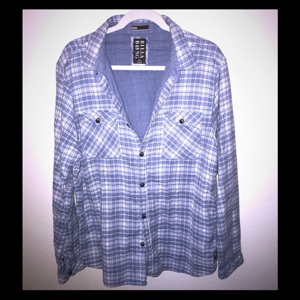 plaid blue & white xxL men’s billabong button up